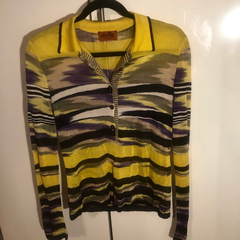 MISSONI Knit Top Vintage 1970s 1980s Orange Tag